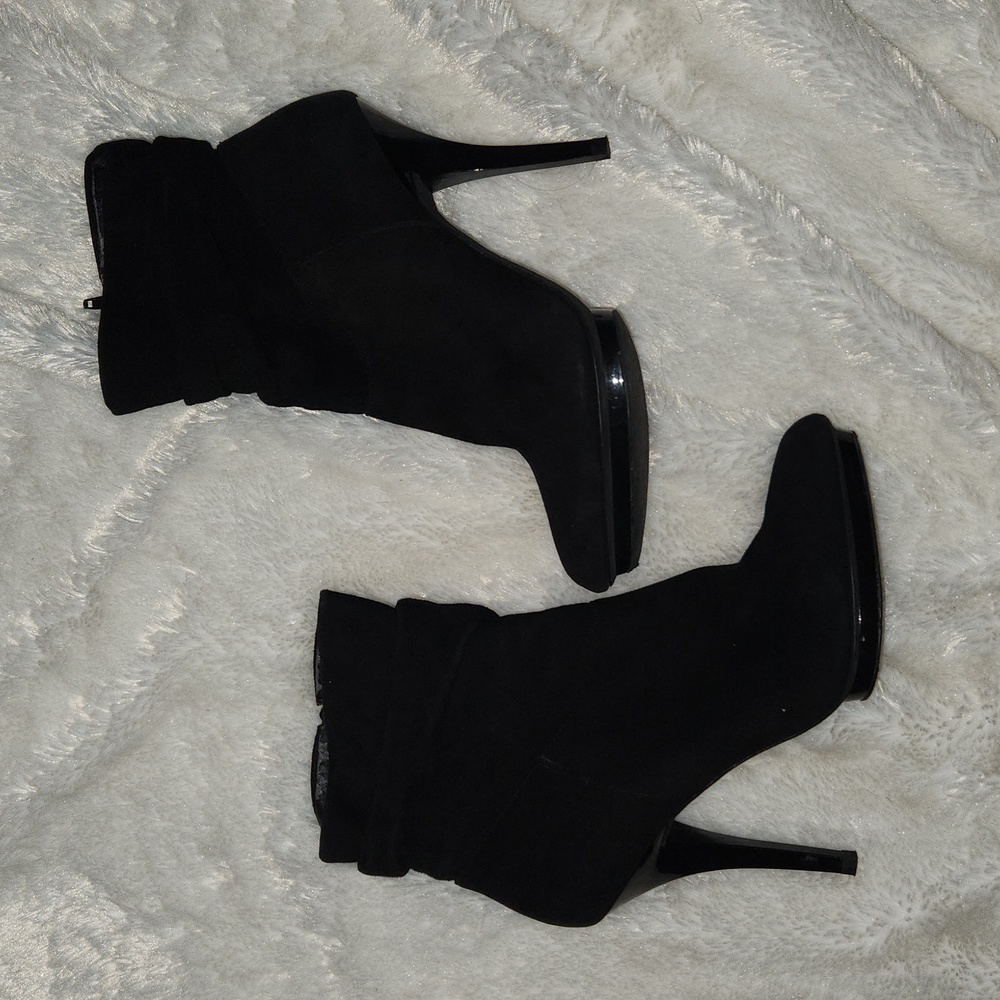 INC stiletto ankle boot booties black scrunch